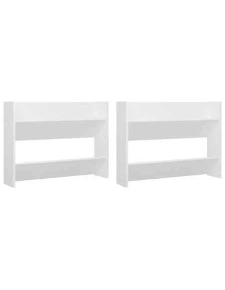 Scarpiere a Muro 2pz Bianche 80x18x60 cm in Legno Multistrato