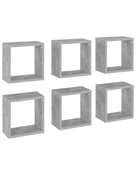 Mensole Parete a Cubo 6 pz Grigio Cemento 26x15x26 cm
