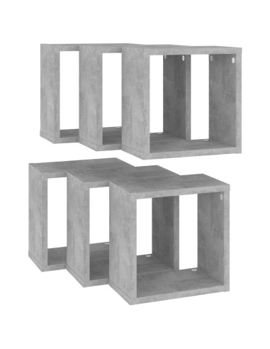 Mensole Parete a Cubo 6 pz Grigio Cemento 26x15x26 cm