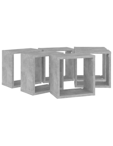 Mensole Parete a Cubo 6 pz Grigio Cemento 26x15x26 cm