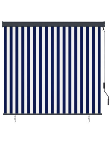Tenda a Rullo per Esterni 160x250 cm Blu e Bianca