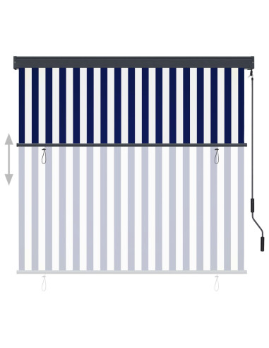 Tenda a Rullo per Esterni 160x250 cm Blu e Bianca