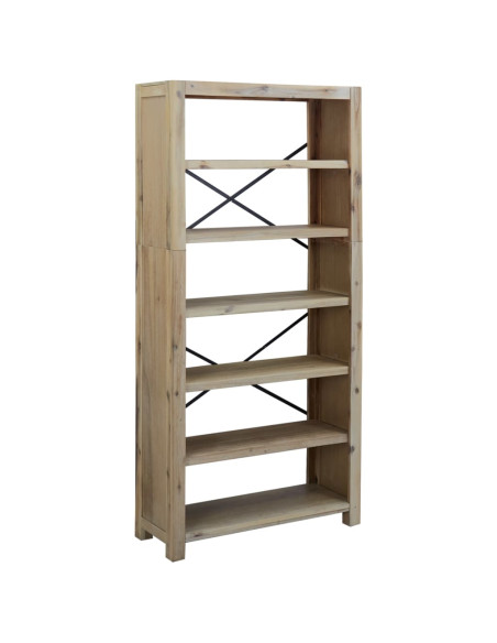 Libreria a 6 Ripiani 80x30x170 cm in Legno Massello di Acacia