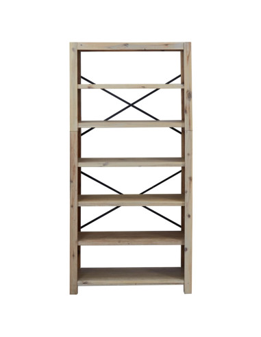 Libreria a 6 Ripiani 80x30x170 cm in Legno Massello di Acacia