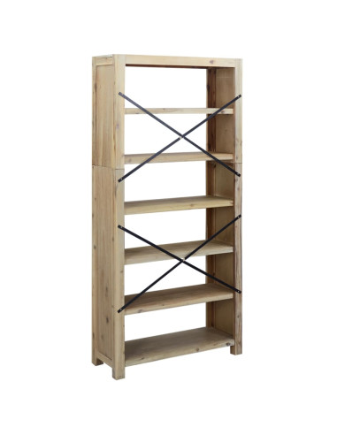 Libreria a 6 Ripiani 80x30x170 cm in Legno Massello di Acacia