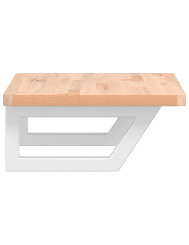 Ripiano a Parete per Lavabo in Acciaio e Massello di Faggio