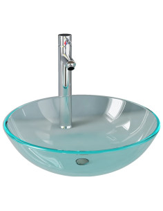 Lavandino con Rubinetto e Piletta Vetro Temperato Trasparente