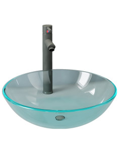 Lavandino con Rubinetto e Piletta Vetro Temperato Trasparente