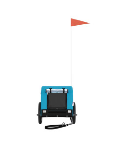 Rimorchio da Bici per Animali Blu e Nero Oxford e Ferro 2