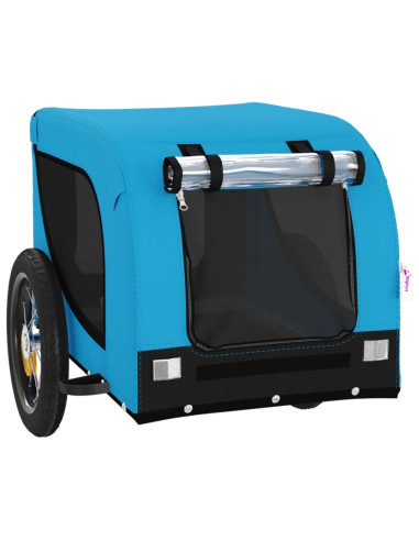 Rimorchio da Bici per Animali Blu e Nero Oxford e Ferro