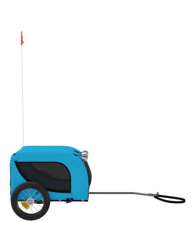 Rimorchio da Bici per Animali Blu e Nero Oxford e Ferro