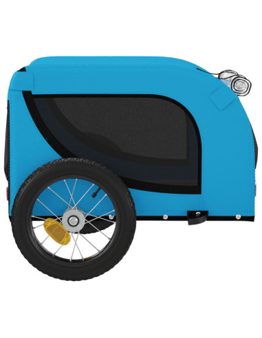 Rimorchio da Bici per Animali Blu e Nero Oxford e Ferro