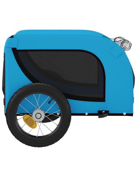 Rimorchio da Bici per Animali Blu e Nero Oxford e Ferro