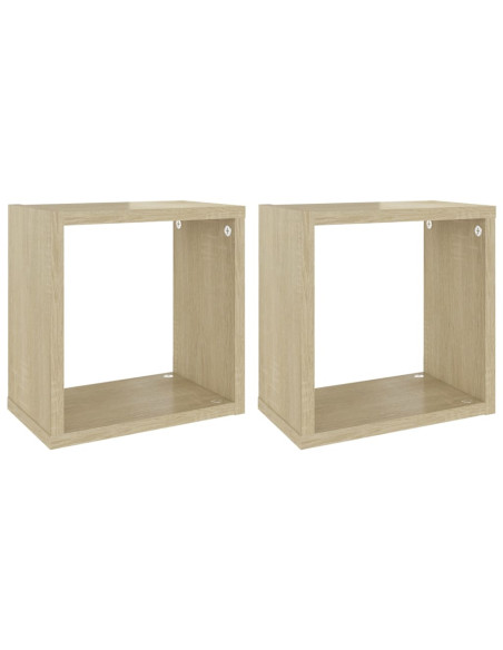 Mensole Parete a Cubo 2 pz Rovere Sonoma 26x15x26 cm