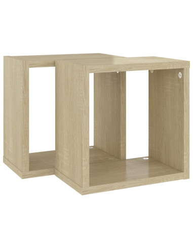 Mensole Parete a Cubo 2 pz Rovere Sonoma 26x15x26 cm