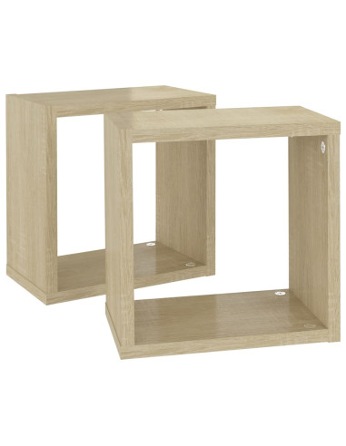 Mensole Parete a Cubo 2 pz Rovere Sonoma 26x15x26 cm