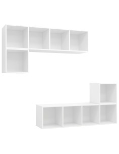 Set Mobili Porta TV 4 pz Bianco in Legno Multistrato