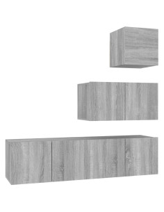 Set di Mobili Porta TV 4 pz Grigio Sonoma in Legno Multistrato