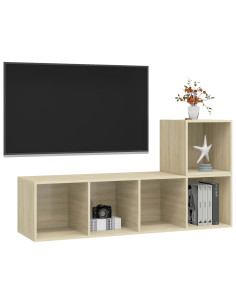 Set Porta TV 2 pz Rovere Sonoma in Truciolato 2