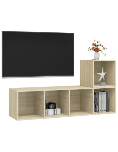 Set Porta TV 2 pz Rovere Sonoma in Truciolato