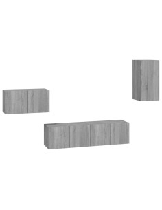 Set di Mobili Porta TV 4 pz Grigio Sonoma in Legno Multistrato
