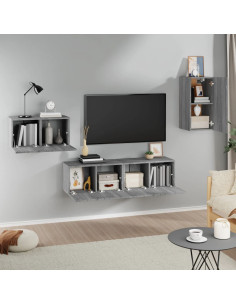 Set di Mobili Porta TV 4 pz Grigio Sonoma in Legno Multistrato 2