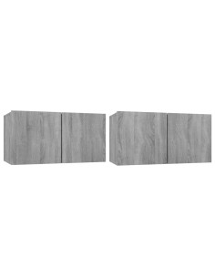 Mobili TV Pensili Grigio Sonoma 2 pz 60x30x30 Legno Multistrato