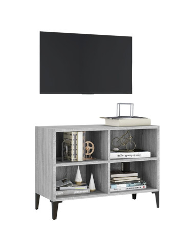 Mobile TV con Gambe in Metallo Grigio Sonoma 69,5x30x50 cm
