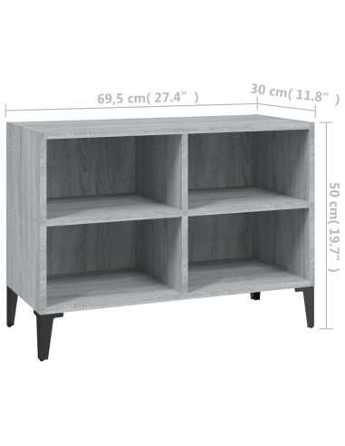 Mobile TV con Gambe in Metallo Grigio Sonoma 69,5x30x50 cm