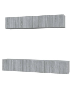 Set di Mobili Porta TV 5 pz Grigio Sonoma in Legno Multistrato