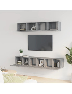 Set di Mobili Porta TV 5 pz Grigio Sonoma in Legno Multistrato 2