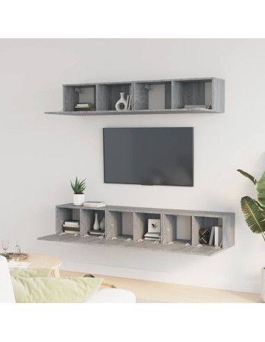 Set di Mobili Porta TV 5 pz Grigio Sonoma in Legno Multistrato