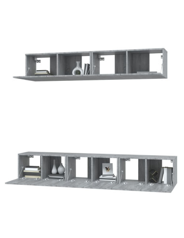 Set di Mobili Porta TV 5 pz Grigio Sonoma in Legno Multistrato