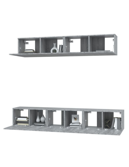 Set di Mobili Porta TV 5 pz Grigio Sonoma in Legno Multistrato