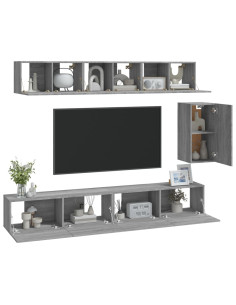 Set di Mobili Porta TV 6 pz Grigio Sonoma in Legno Multistrato 2