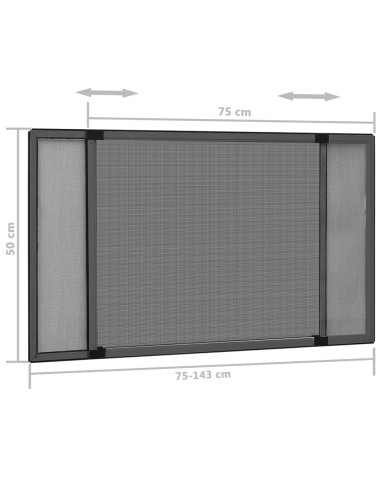 Zanzariera Allungabile per Finestre Antracite (75-143)x50 cm