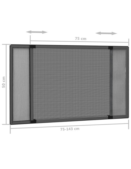 Zanzariera Allungabile per Finestre Antracite (75-143)x50 cm
