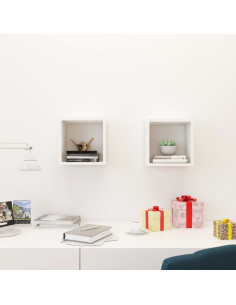 Mensole Parete a Cubo 2 pz Bianche 26x15x26 cm 2