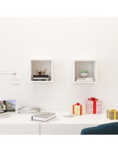 Mensole Parete a Cubo 2 pz Bianche 26x15x26 cm