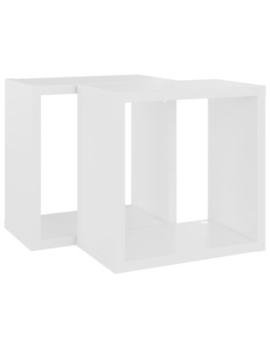 Mensole Parete a Cubo 2 pz Bianche 26x15x26 cm