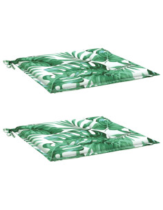Cuscini per Sedia 2 pz Motivo a Foglie 40x40x3 cm Tessuto 2