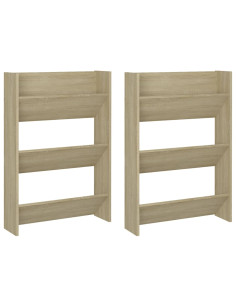 Scarpiere a Muro 2pz Rovere Sonoma 60x18x90cm Legno Multistrato