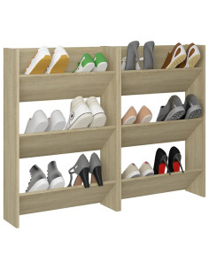 Scarpiere a Muro 2pz Rovere Sonoma 60x18x90cm Legno Multistrato 2