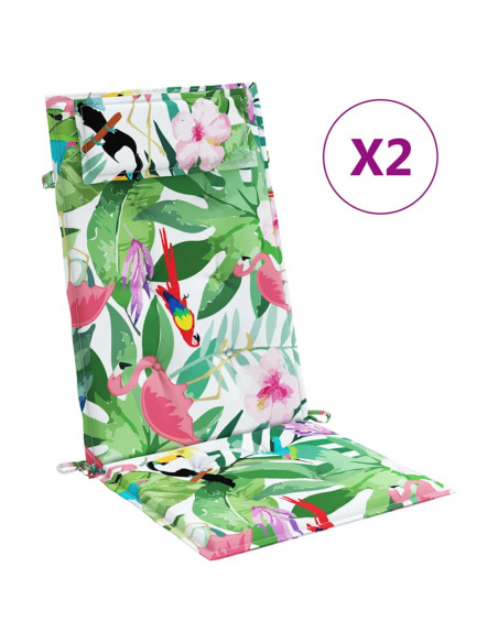 Cuscini per Sedia Schienale Alto 2pz Multicolore Tessuto Oxford