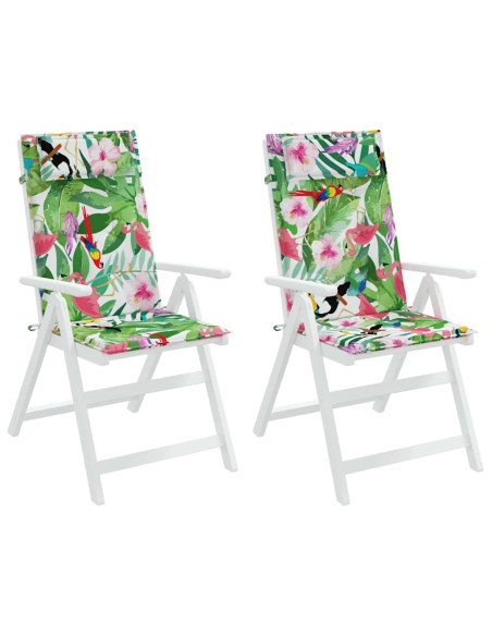 Cuscini per Sedia Schienale Alto 2pz Multicolore Tessuto Oxford