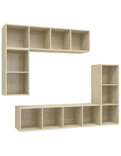 Set di Mobili Porta TV 4 pz Rovere Sonoma in Legno Multistrato