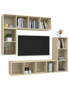 Set di Mobili Porta TV 4 pz Rovere Sonoma in Legno Multistrato 2
