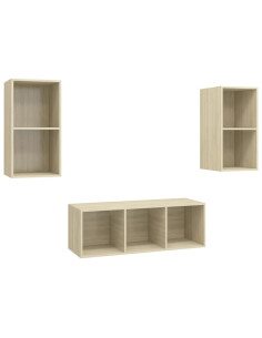 Set Porta TV 3 pz Rovere Sonoma in Truciolato