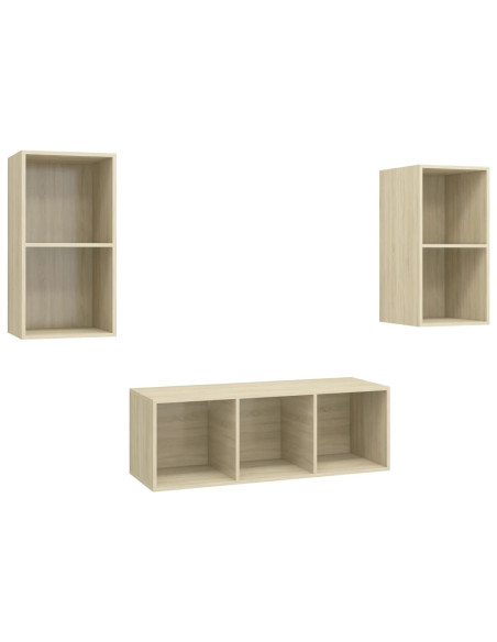 Set Porta TV 3 pz Rovere Sonoma in Truciolato