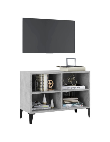 Mobile TV con Gambe in Metallo Grigio Cemento 69,5x30x50 cm